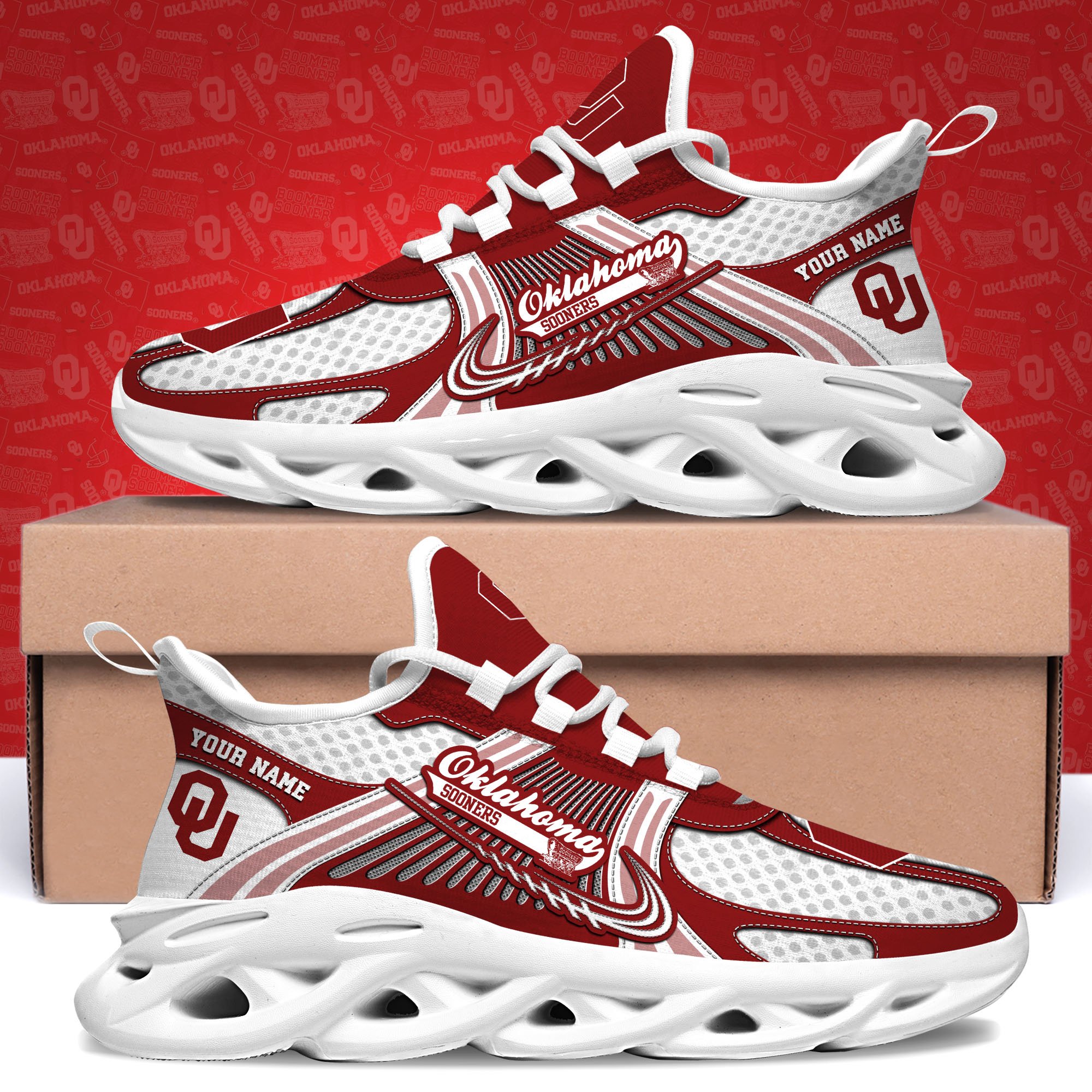 Oklahoma Sooners Clunky Sneakers Custom Your Name, Sport Sneakers, Sport Gifts For Fan, Gifts For Him