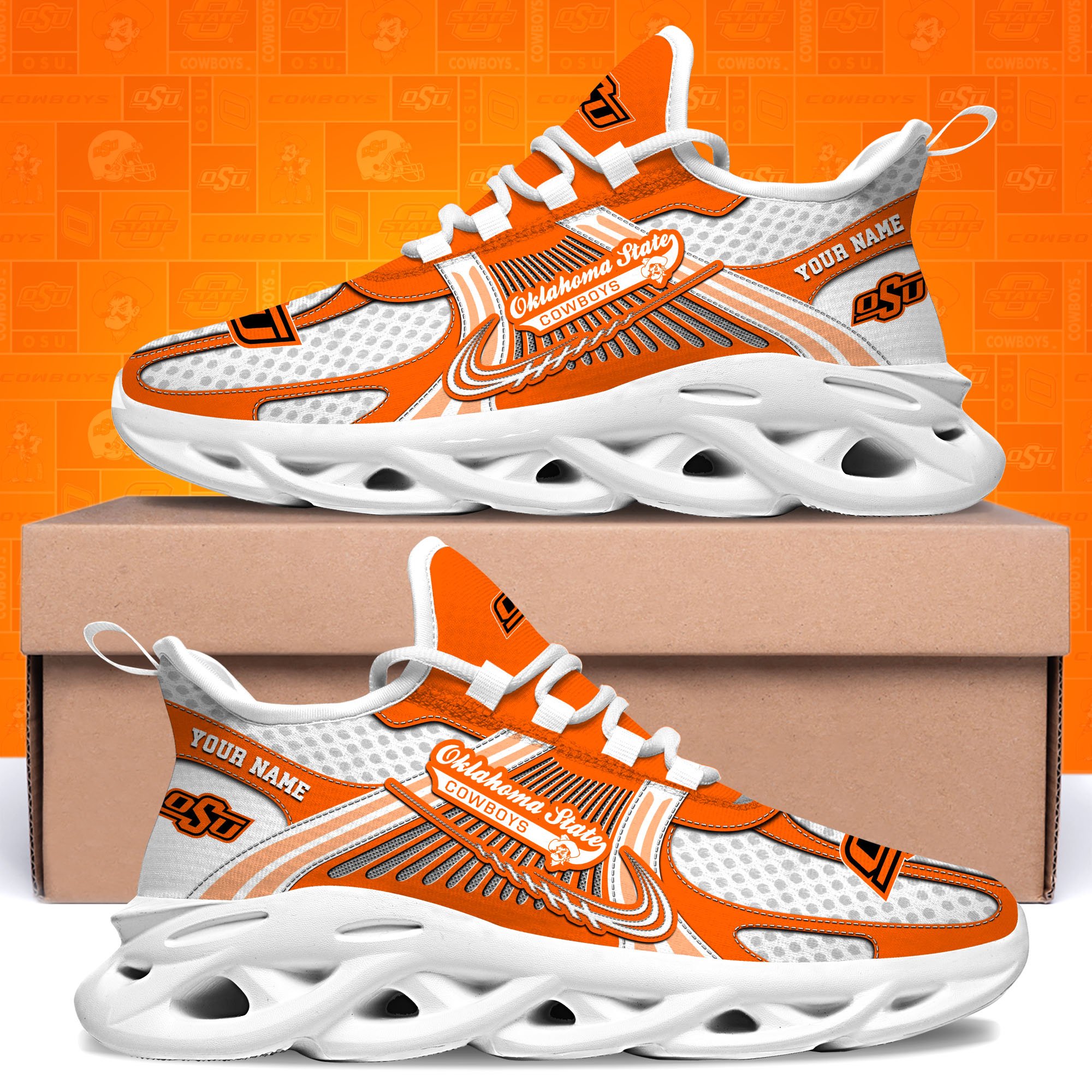 Oklahoma State Cowboys Clunky Sneakers Custom Your Name, Sport Sneakers, Sport Gifts For Fan, Gifts For Him