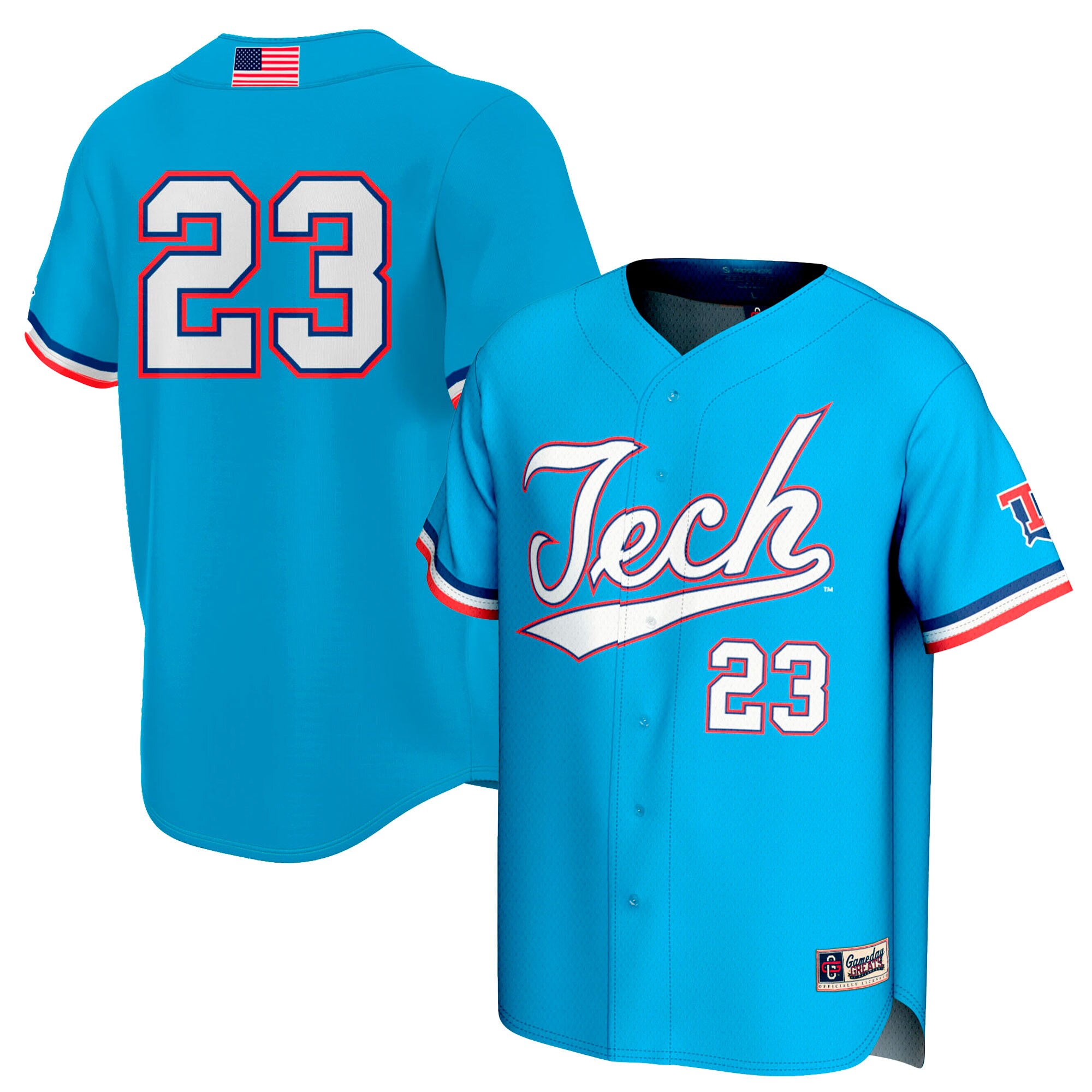 #23 Louisiana Tech Bulldogs Gameday Greats Youth Lightweight Collegiate Baseball Fashion Jersey - Royal