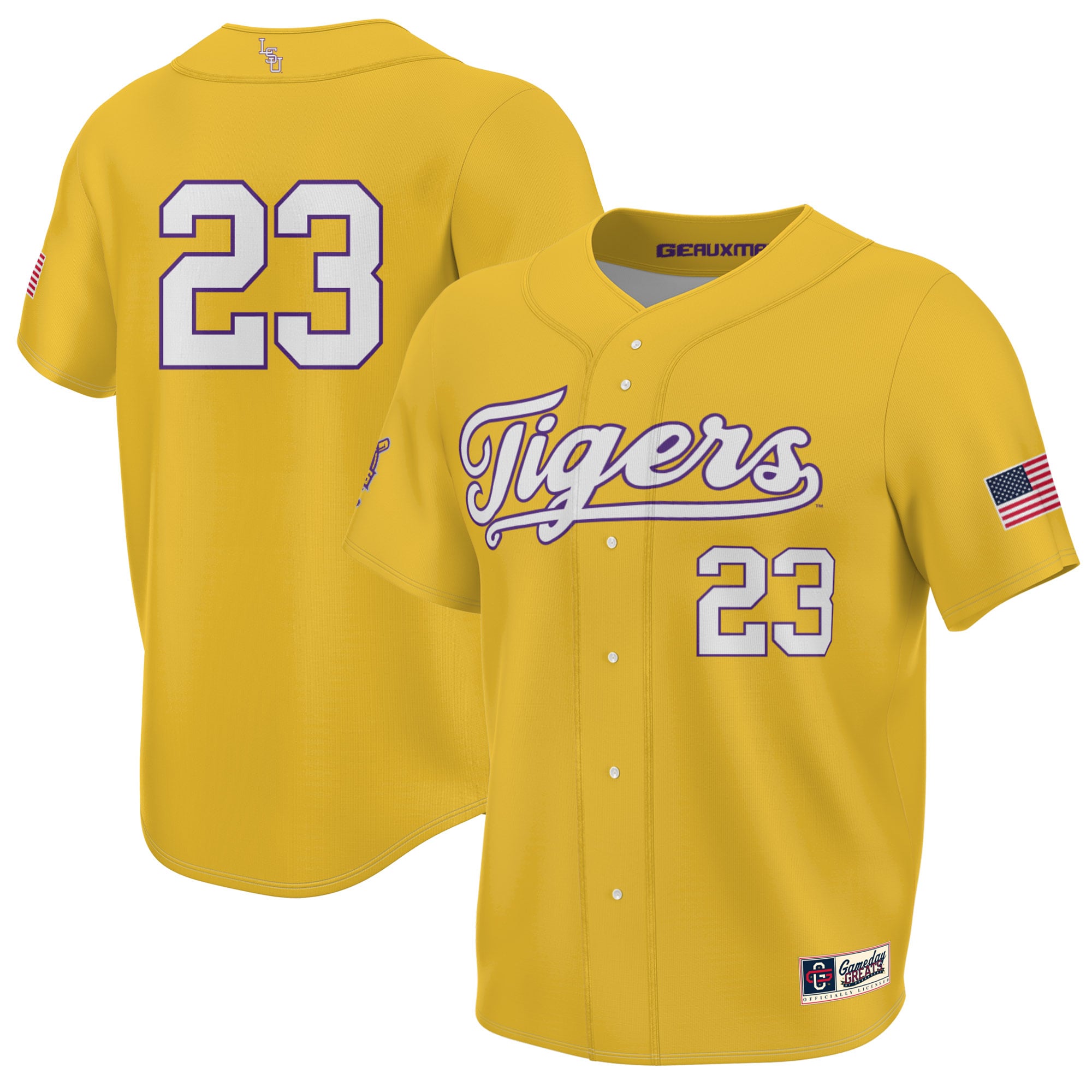 #23 LSU Tigers Gameday Greats Unisex 2023 NCAA Mens Baseball College World Series Champions Lightweight Jersey - Gold