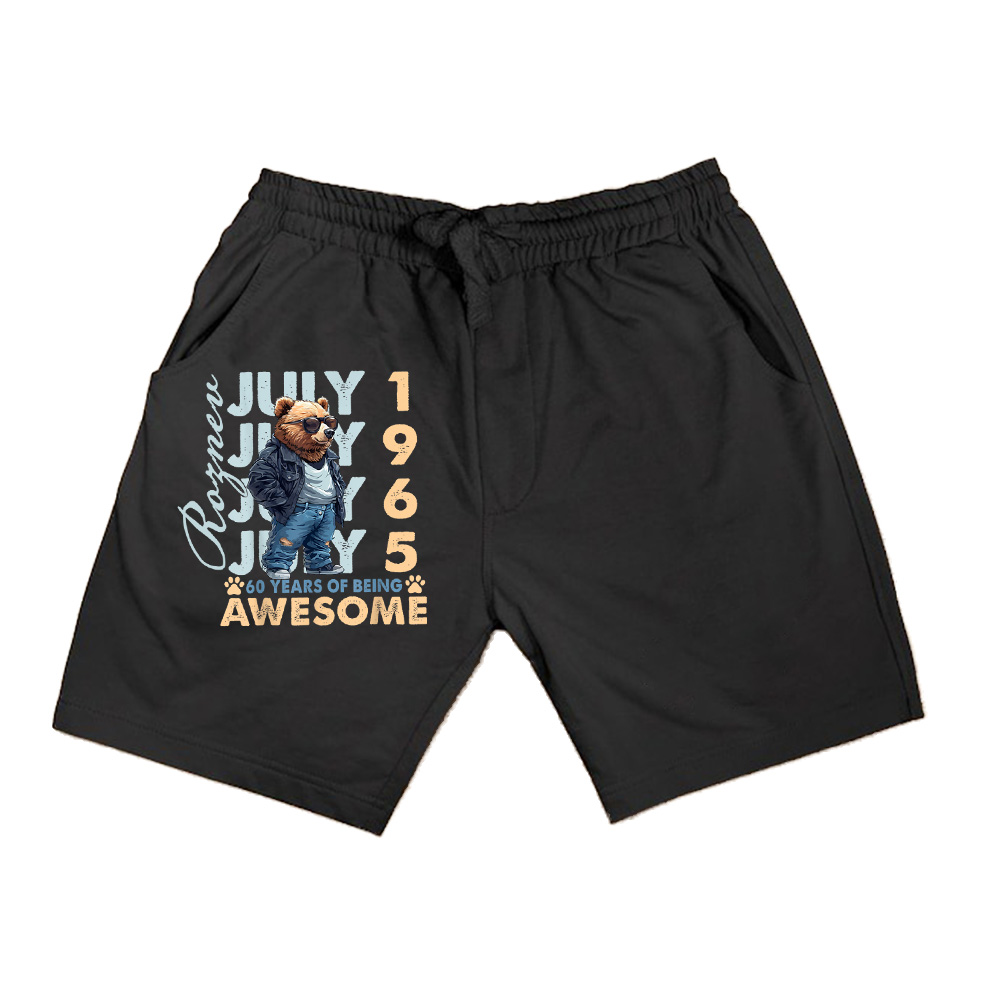 60Th Birthday Bear Legends July 1965 60 Years Old For Mens Shorts Summer Collection