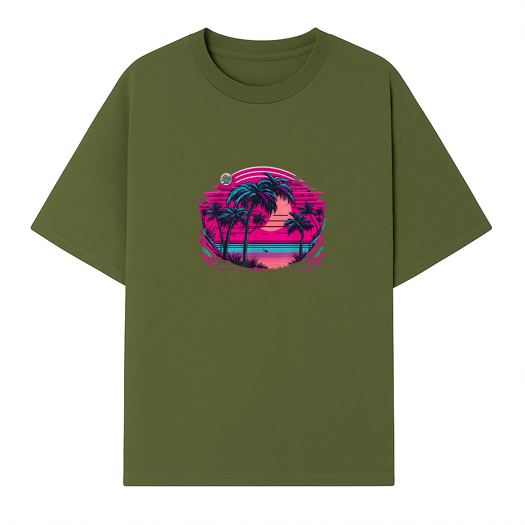 90S Vaporwave Aesthetic Palm Trees Retro T-Shirt - Image 3