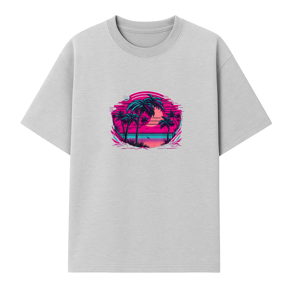 90S Vaporwave Aesthetic Palm Trees Retro T-Shirt - Image 4