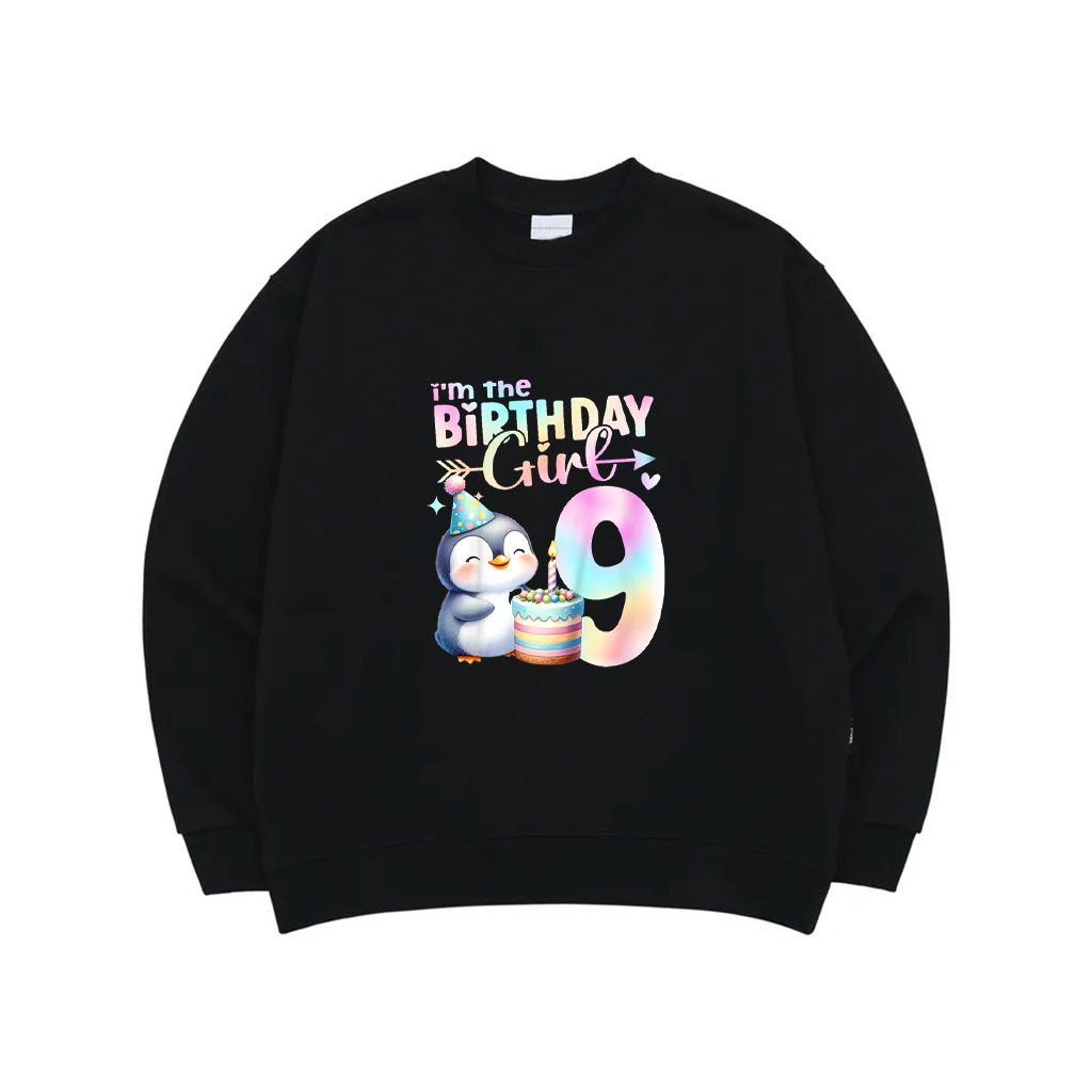 9Th Birthday Penguin Animals 9 Years Old Nine 9 Birthday Sweatshirt