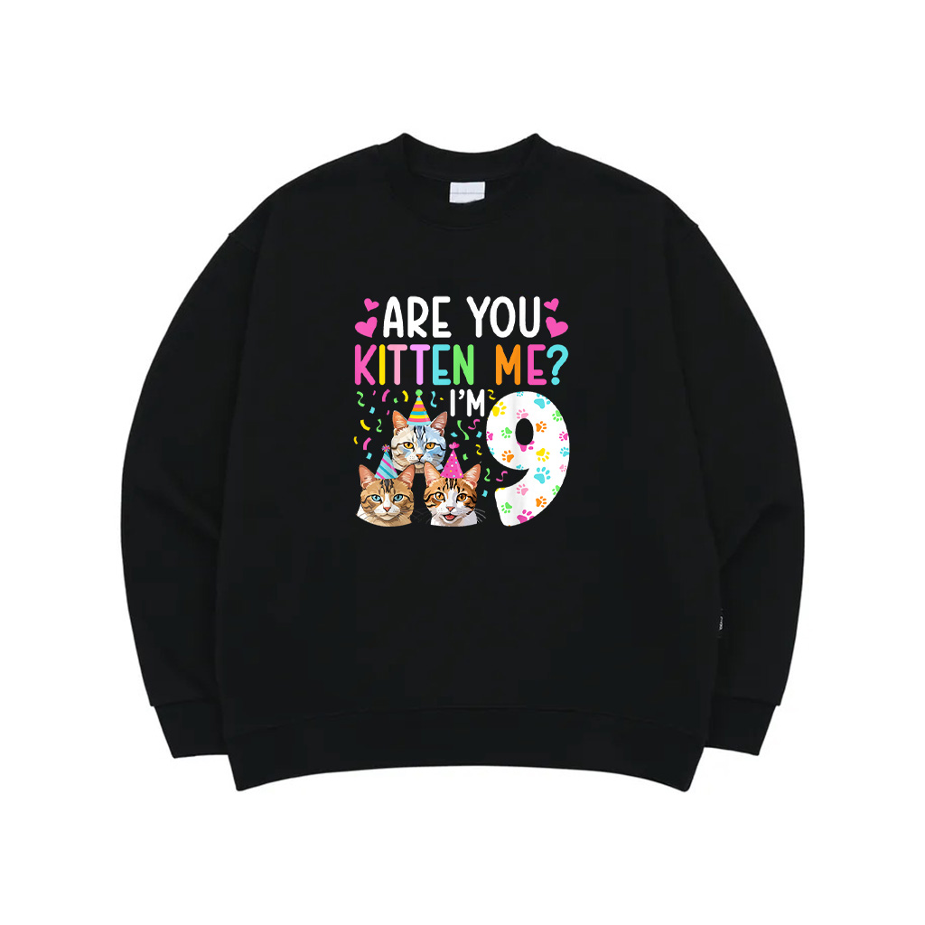 9Th Cat Birthday Party 9 Year Old Girl Kitten Birthday Sweatshirt