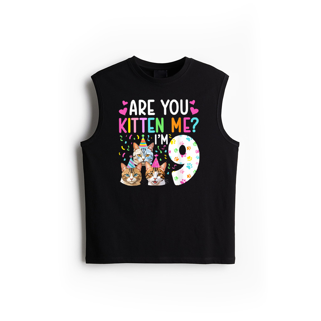 9Th Cat Birthday Party 9 Year Old Girl Kitten Birthday Tank Top