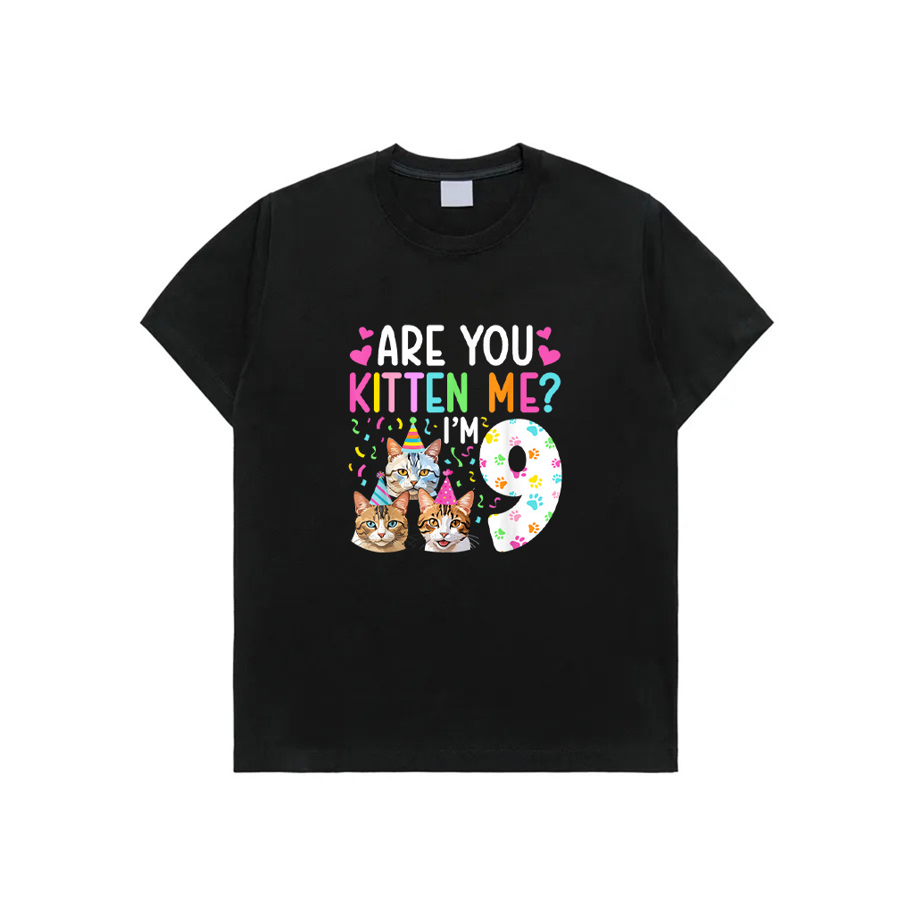 9Th Cat Birthday Party 9 Year Old Girl Kitten Birthday T-Shirt