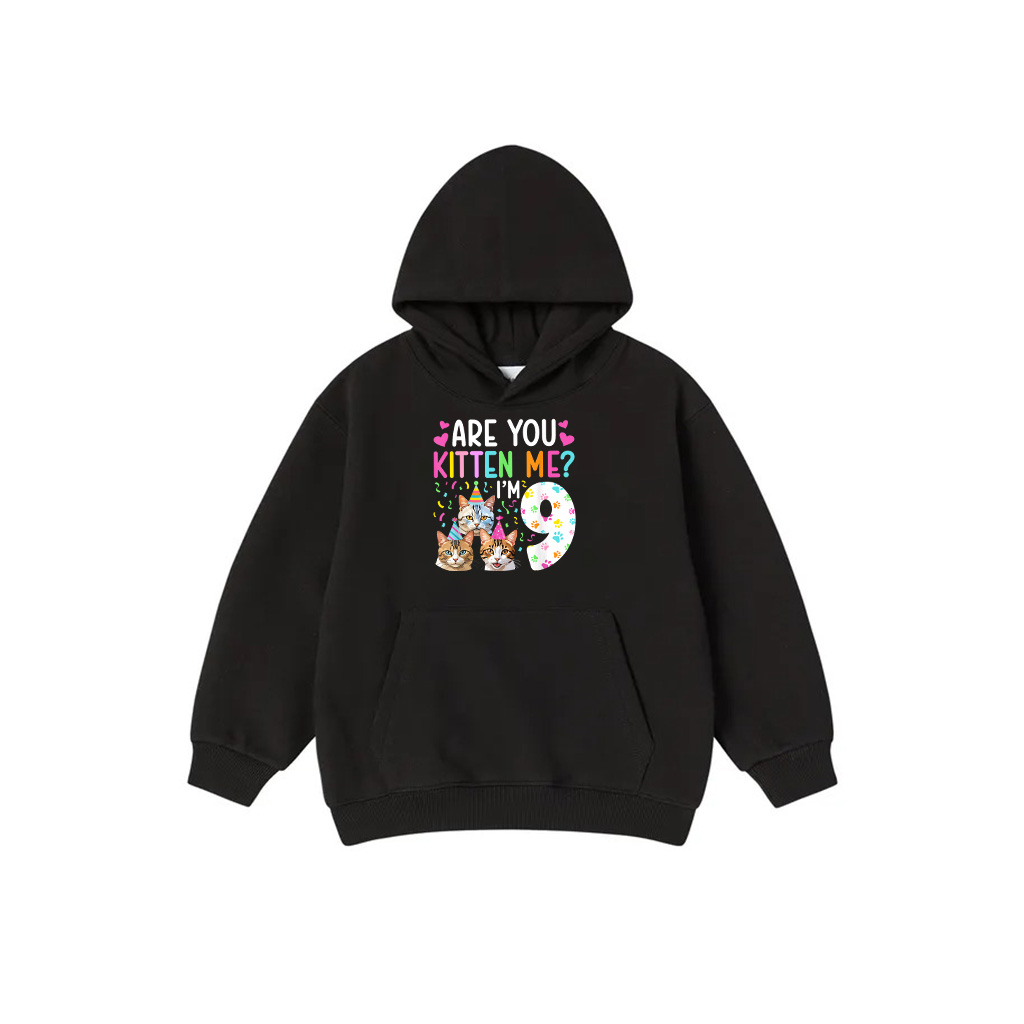 9Th Cat Birthday Party 9 Year Old Girl Kitten Birthday Hoodie