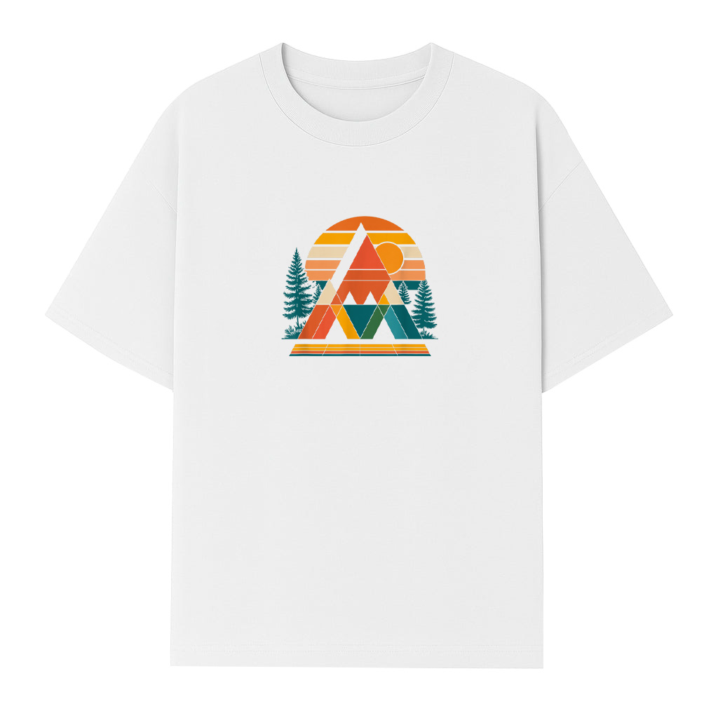 Abstract Art Mountain Sunset Nature Geometric T-Shirt