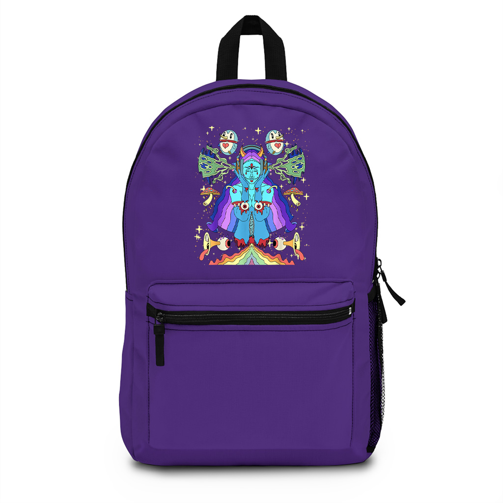 Abstract Art Sick Colorful Hippie Trippy Backpack - Image 6