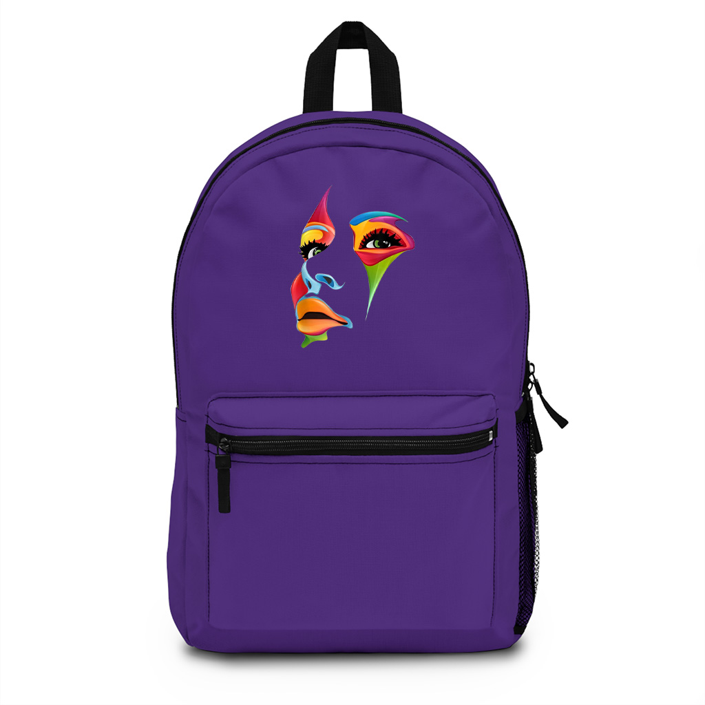Abstract Colorful Woman Art Face Backpack - Image 6