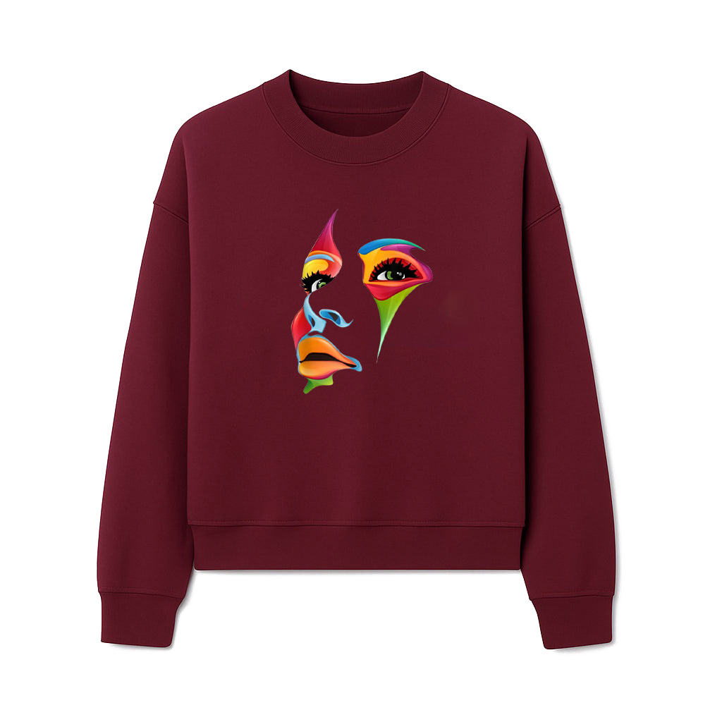 Abstract Colorful Woman Art Face Sweatshirts - Image 6