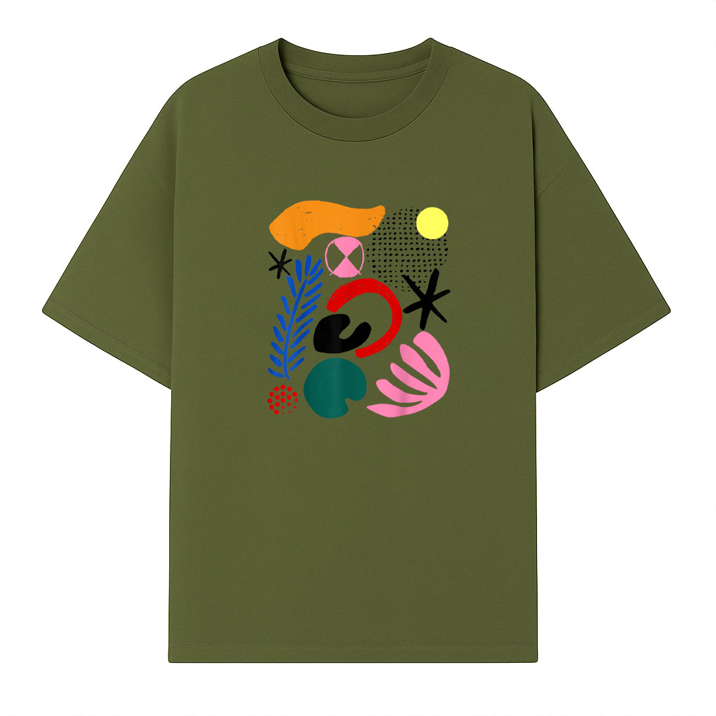 Abstract Gestural Organic Fluid Shapes ART GIFT Modernist T-Shirt - Image 3