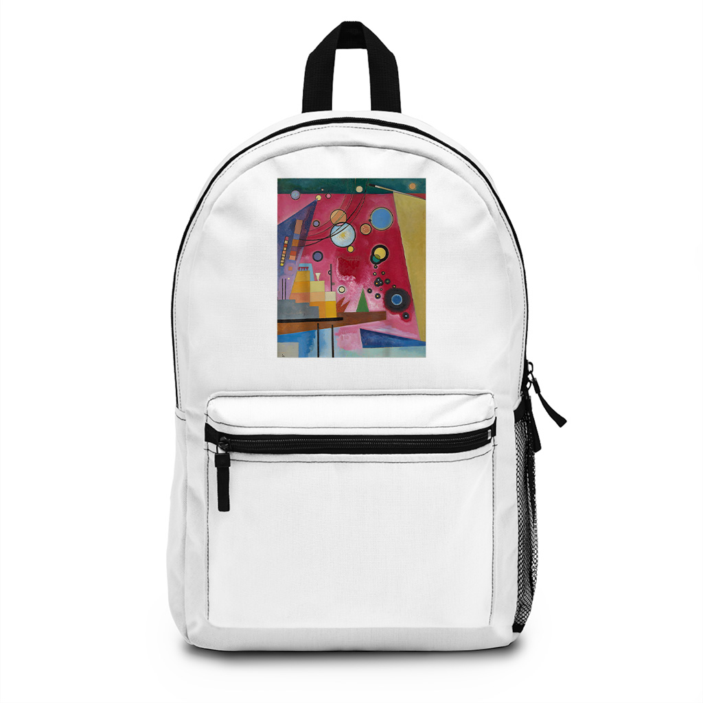 Abstract Painting Heavy Red Circles Triangles Backpack