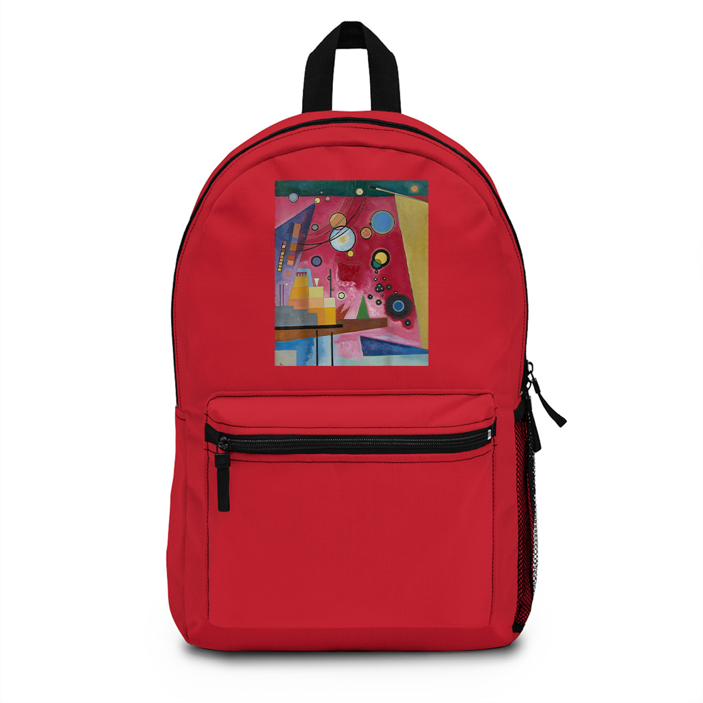 Abstract Painting Heavy Red Circles Triangles Backpack - Image 7