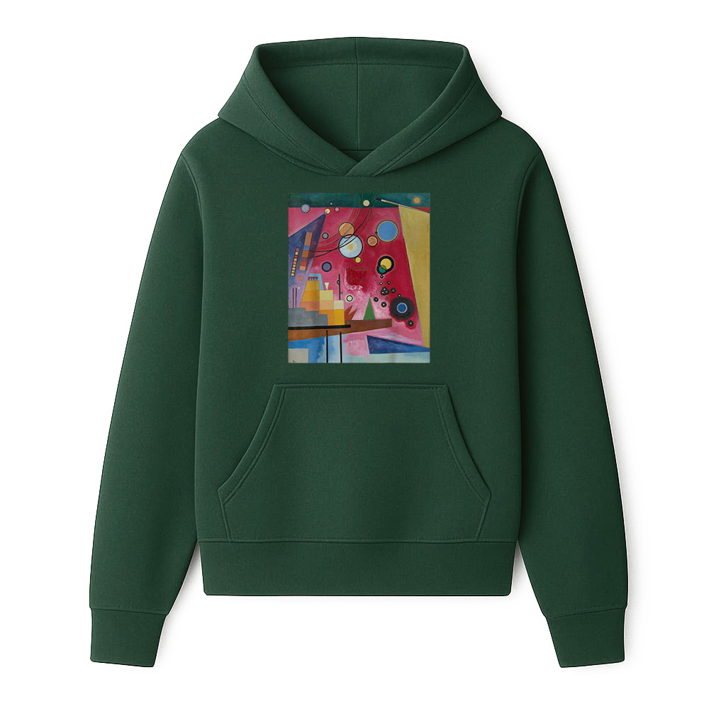Abstract Painting Heavy Red Circles Triangles Hoodie - Image 3