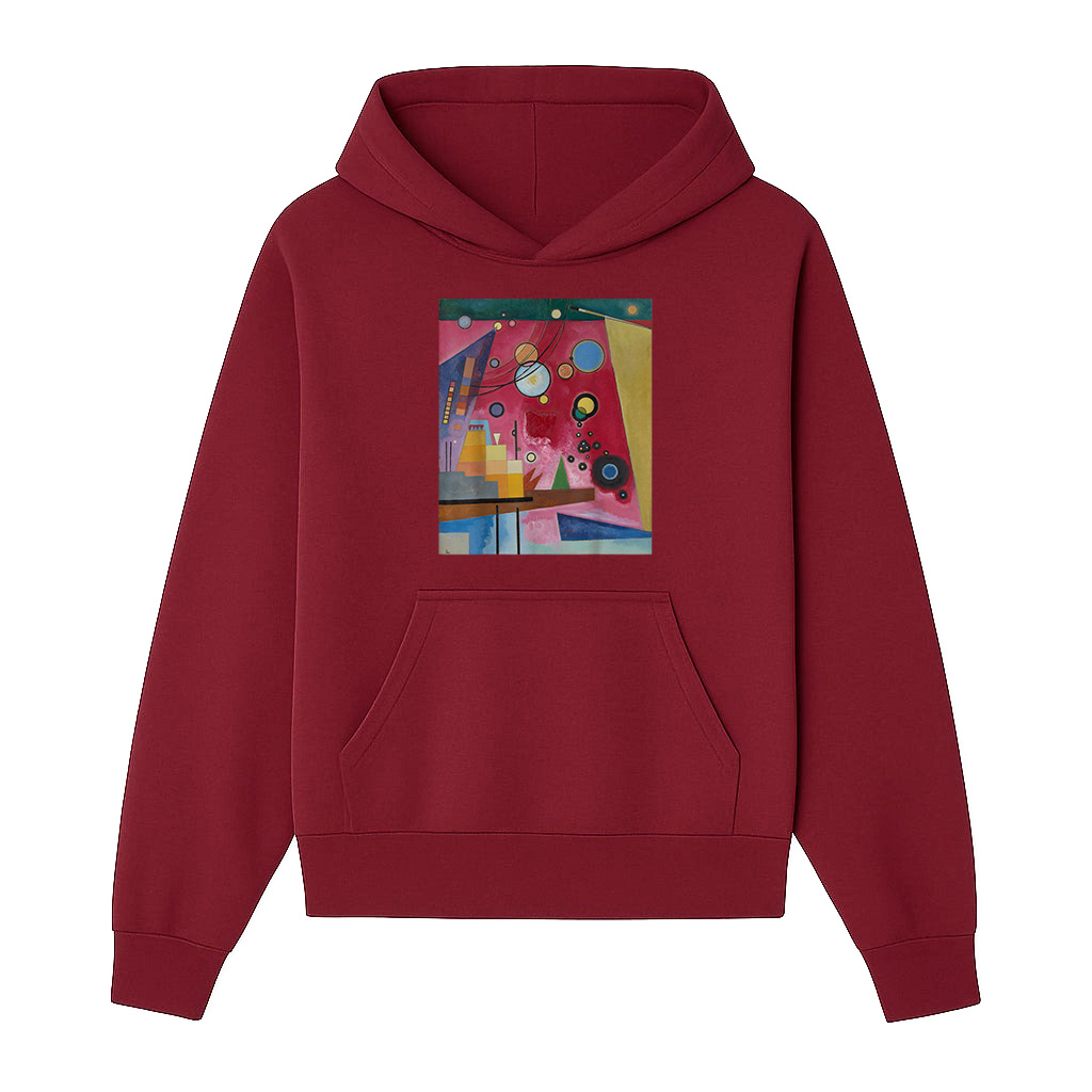 Abstract Painting Heavy Red Circles Triangles Hoodie - Image 6