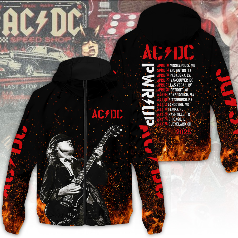 AC DC Music Style Windbreaker Jacket For Fans