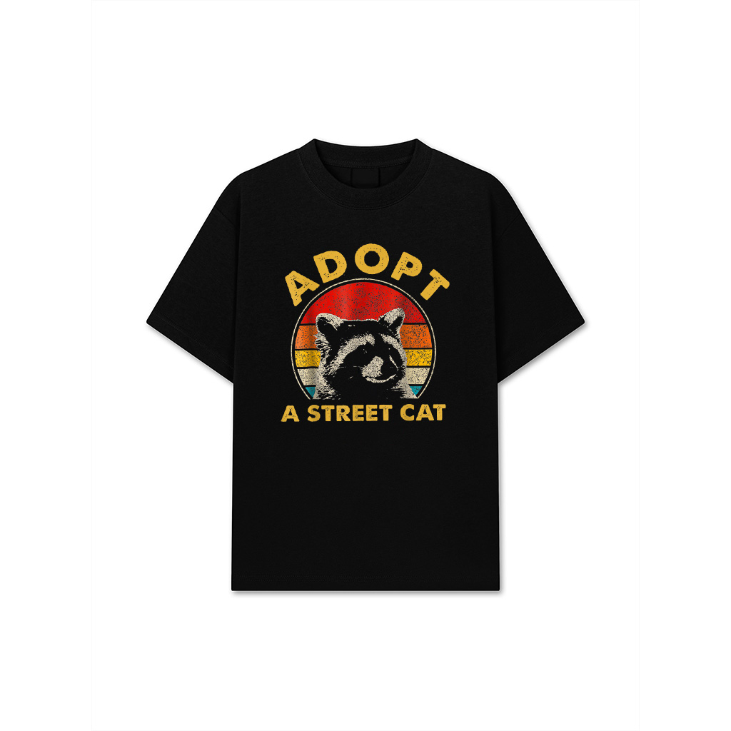 Adopt A Street Cat Watercolor Raccoon Retro Vintage T-Shirt