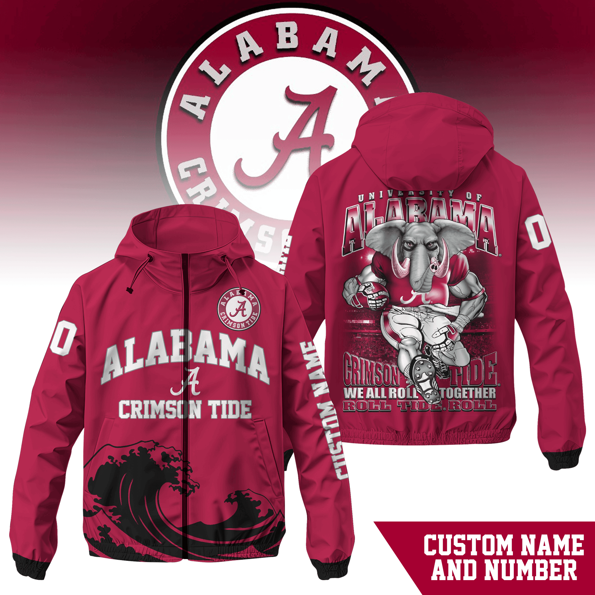 Alabama Crimson NCAA Style Windbreaker Jacket