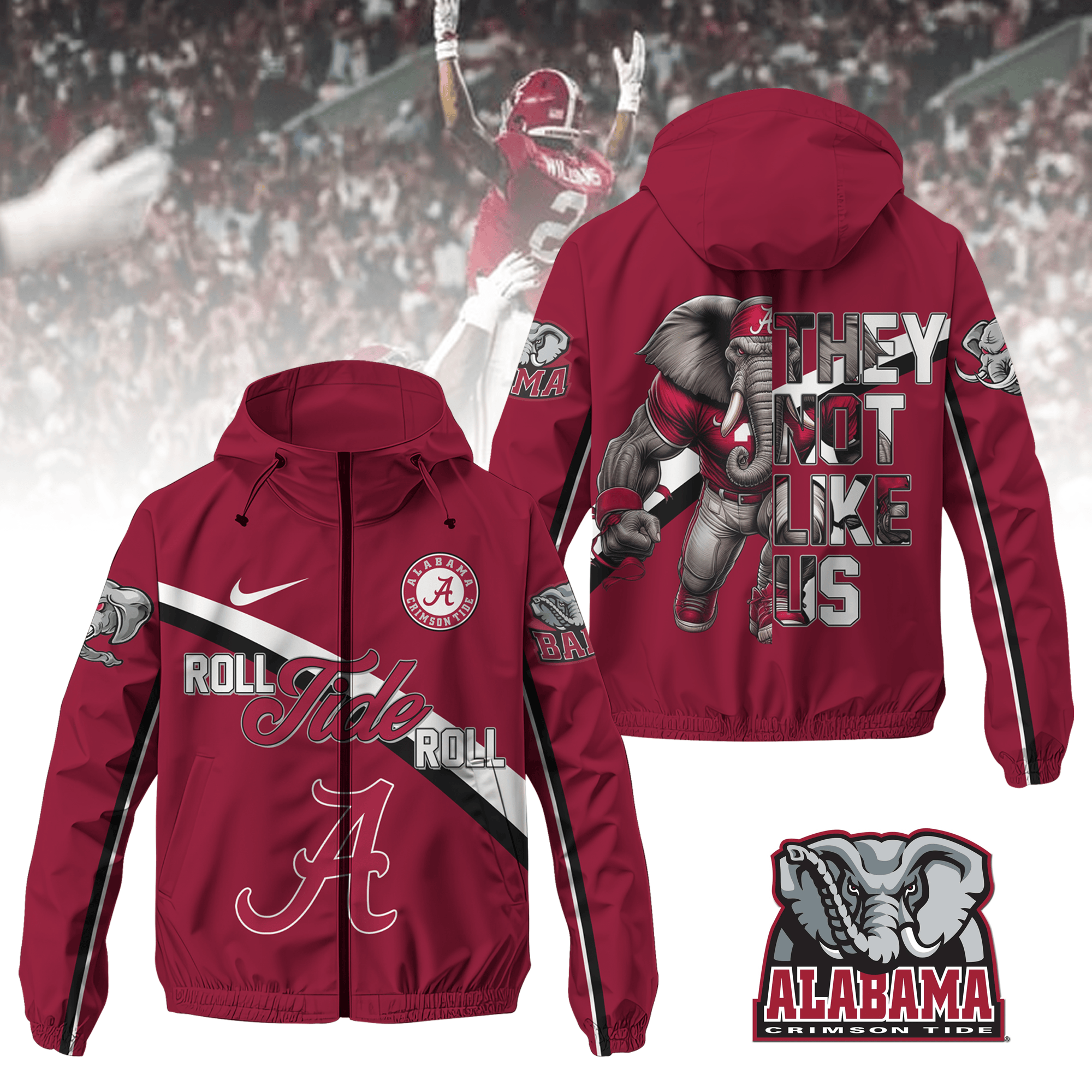 Alabama Crimson NCAA Style Windbreaker Jacket