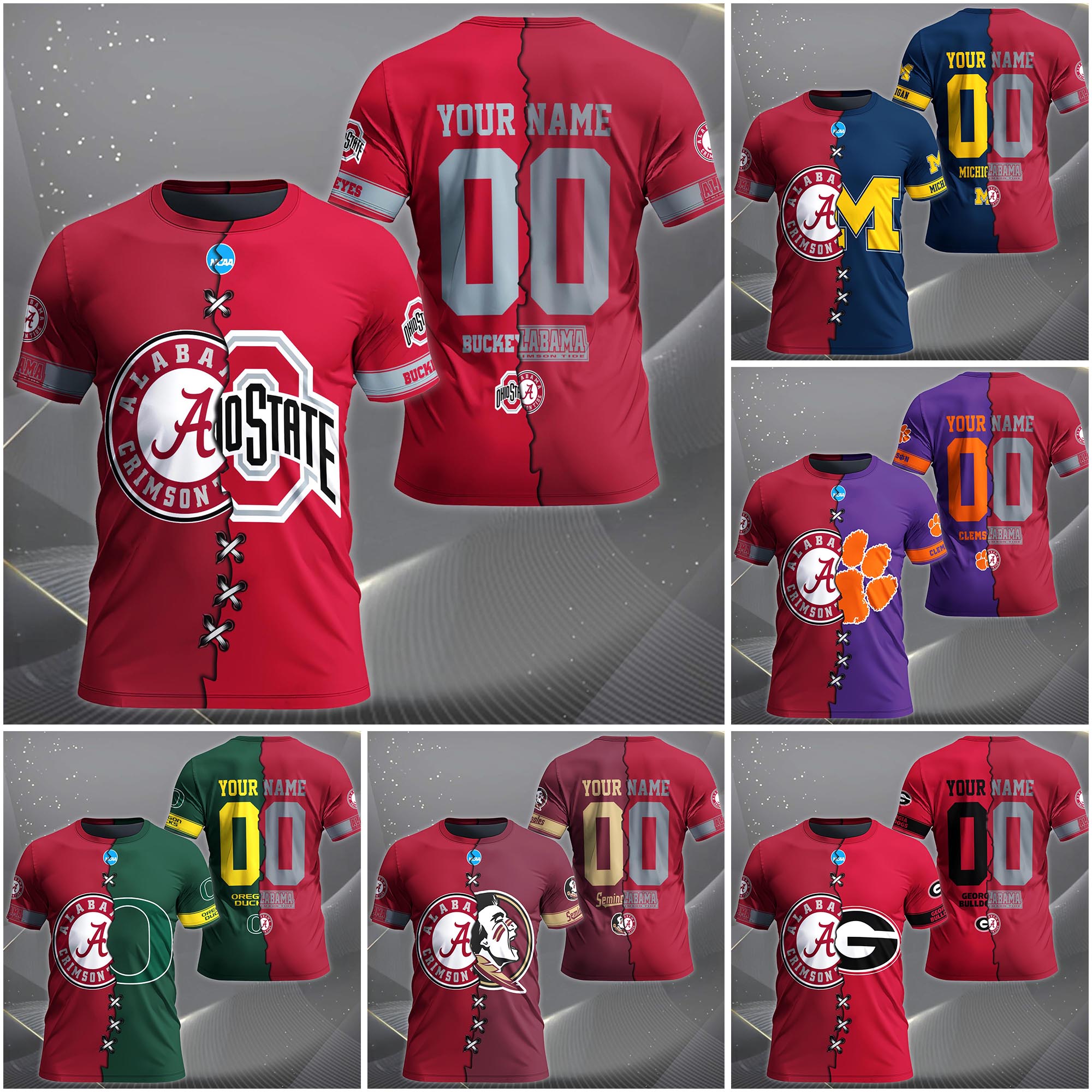 Alabama Crimson Tide House Divided T-Shirt Custom Name 2025 Version, Year And Team, Sport Shirts For Fan