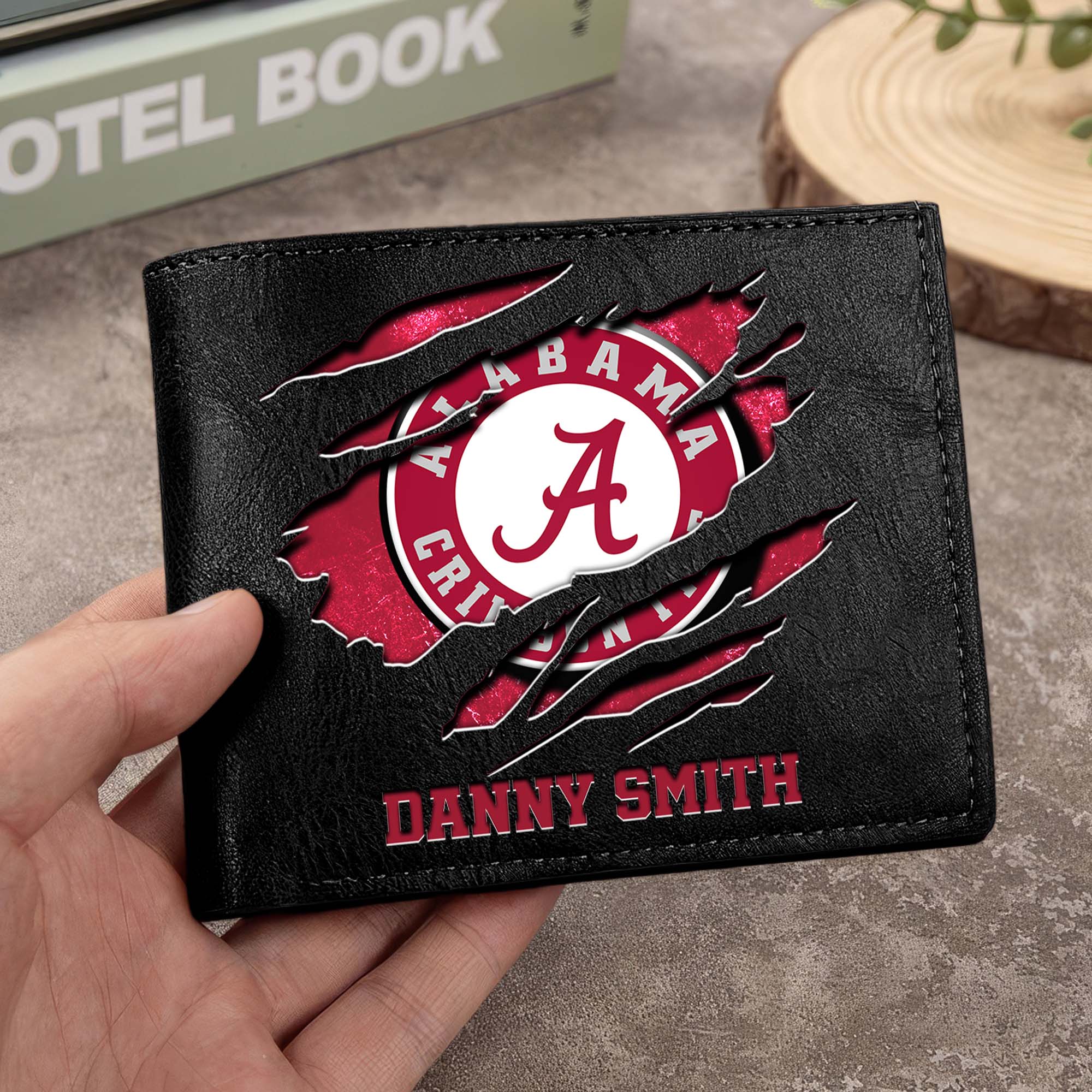 Alabama Crimson Tide Men Wallet Custom Your Name, Football Team Men Wallet For Fans, Gifts For Football Lovers