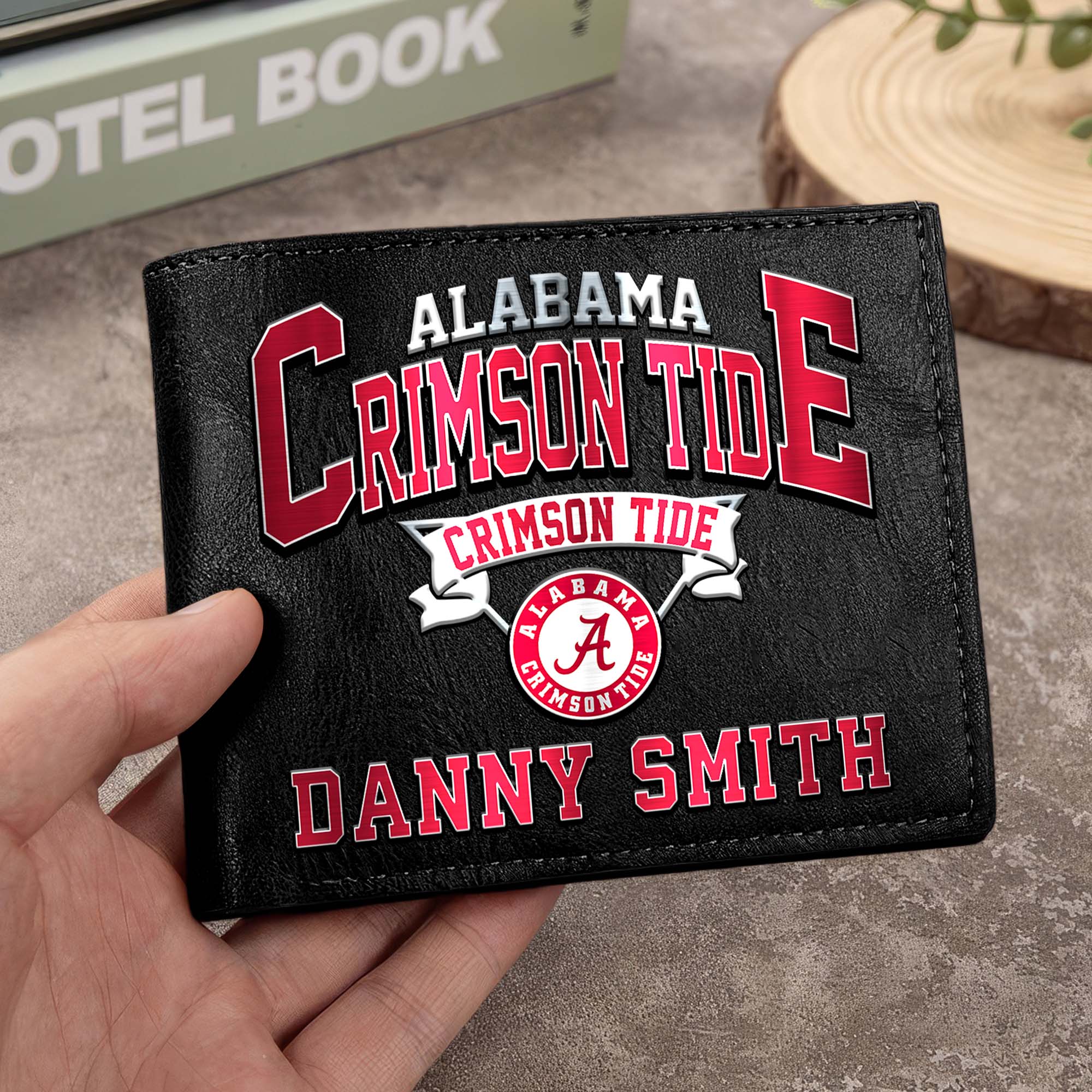 Alabama Crimson Tide Men Wallet Custom Your Name, Football Team Men Wallet For Fans, Gifts For Football Lovers