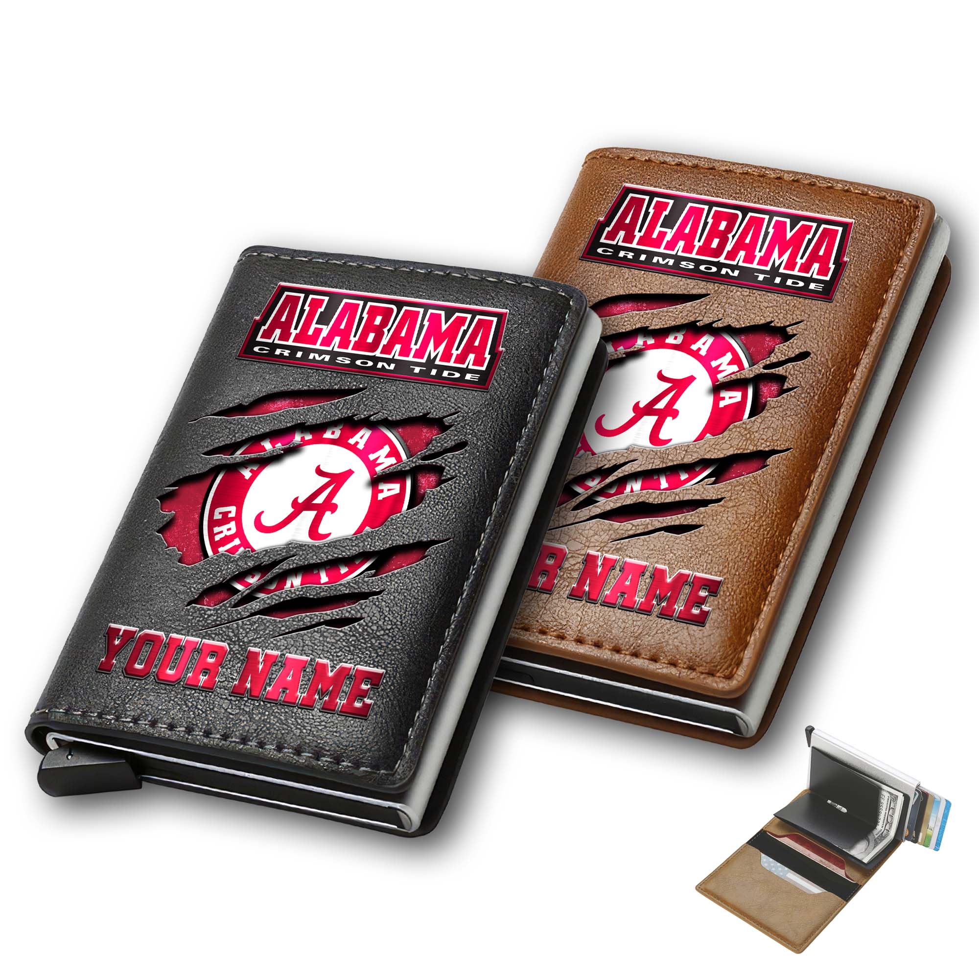 Alabama Crimson Tide Men Wallet Custom Your Name, Football Team Men Wallet For Fans, Gifts For Football Lovers
