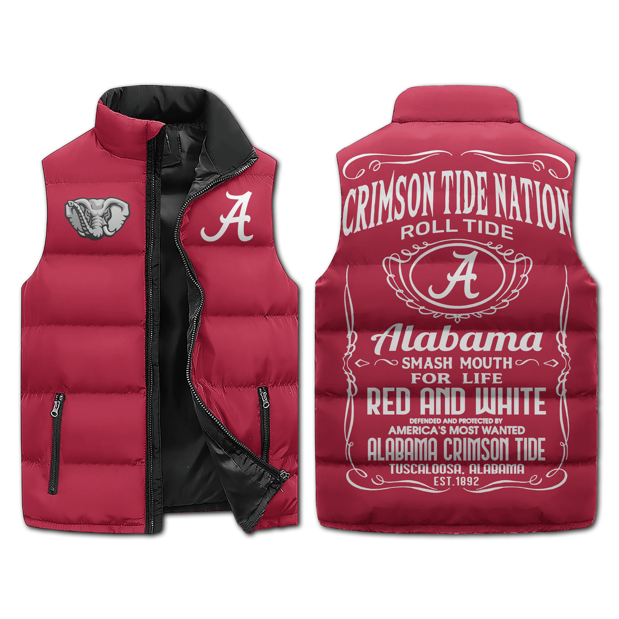 Alabama Crimson Tide NCAA Sleeveless Puffer Jacket