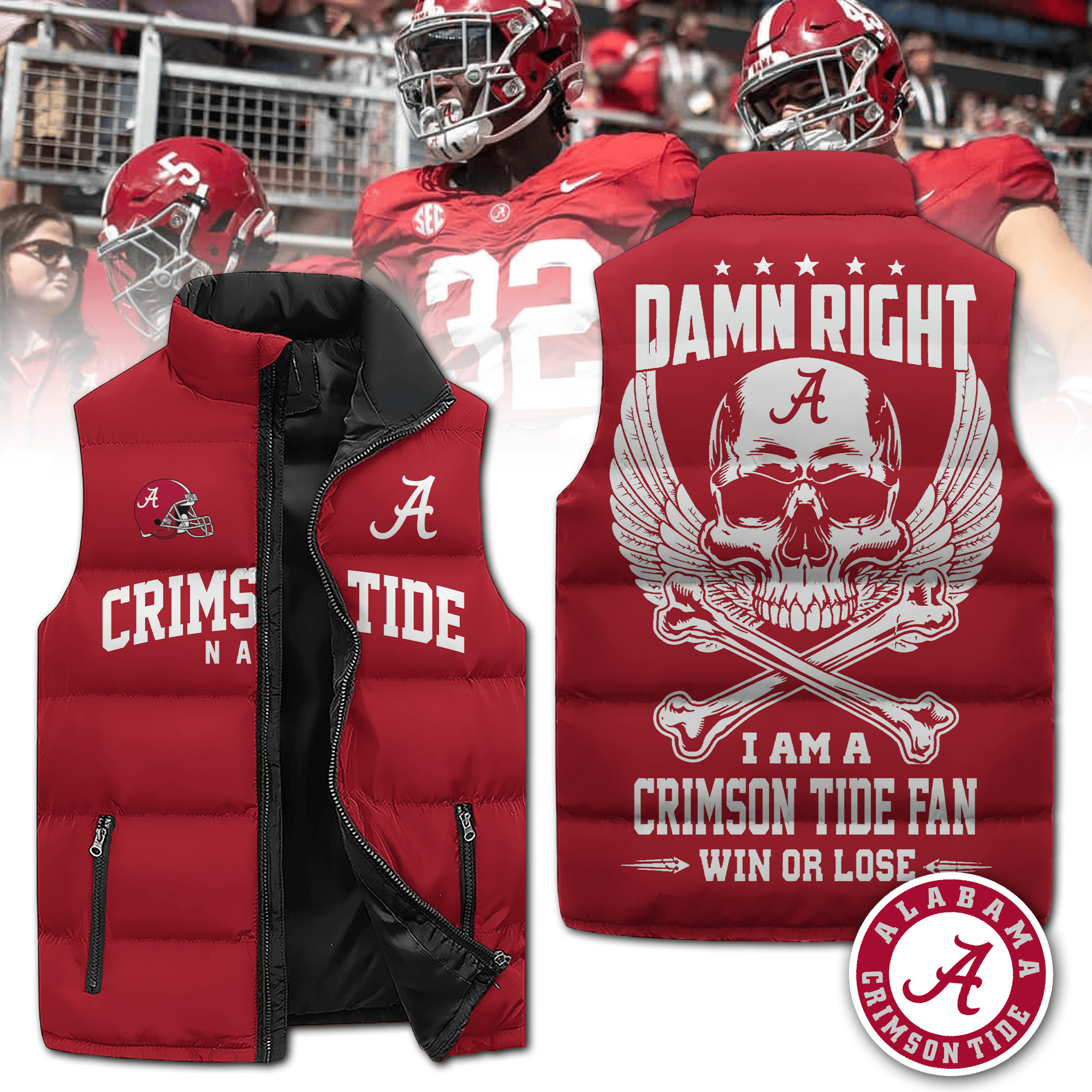 Alabama Crimson Tide NCAA Sleeveless Puffer Jacket