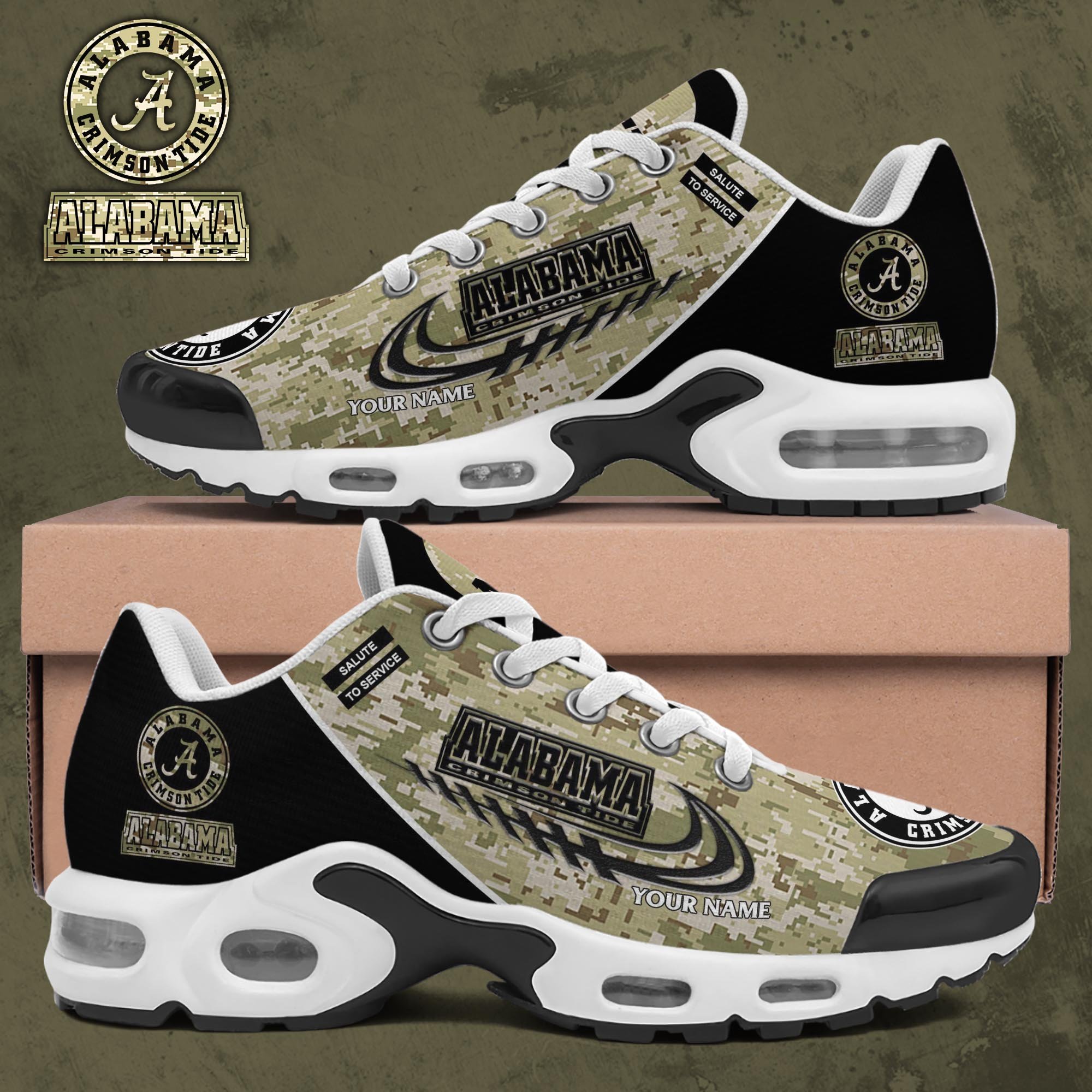 Alabama Crimson Tide TN Shoes 2025 Version Custom Name, Camouflage Shoes, Gifts For Football Lovers