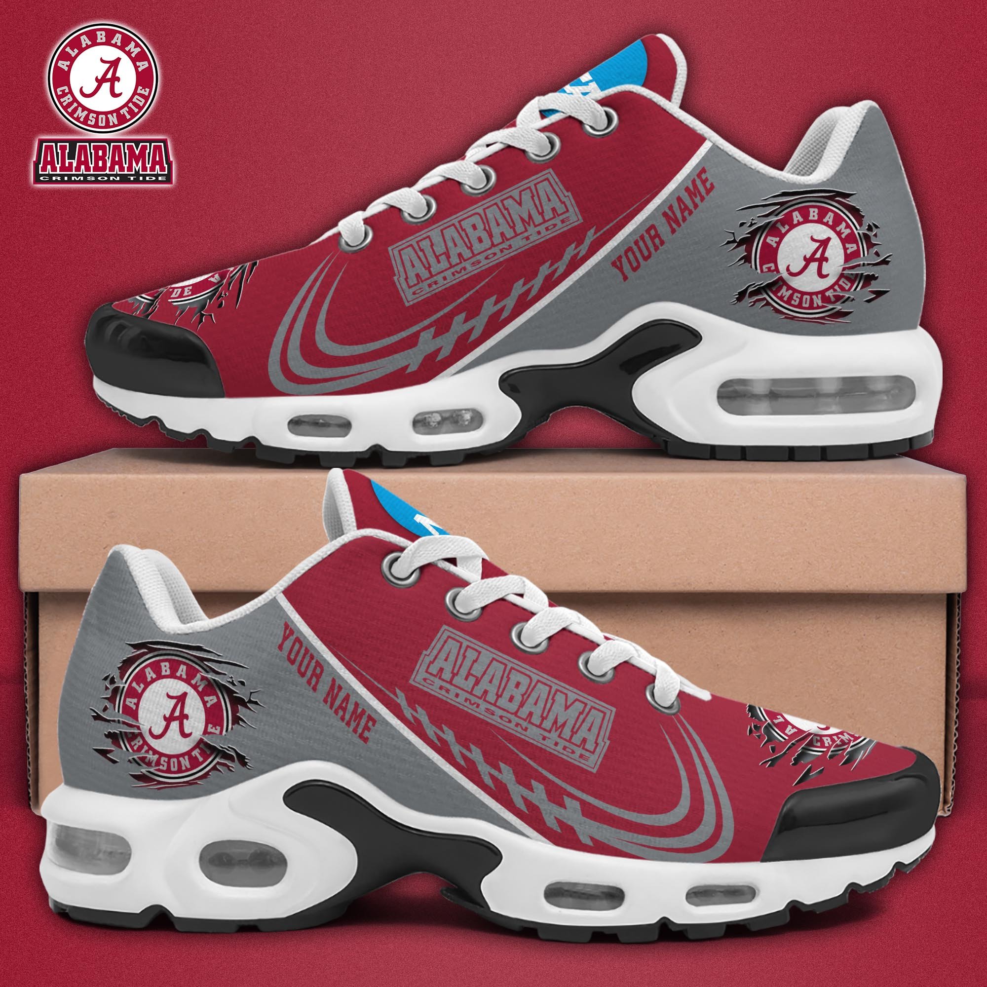 Alabama Crimson Tide TN Shoes 2025 Version Custom Name, Sport Shoes For Fan, Fan Gifts