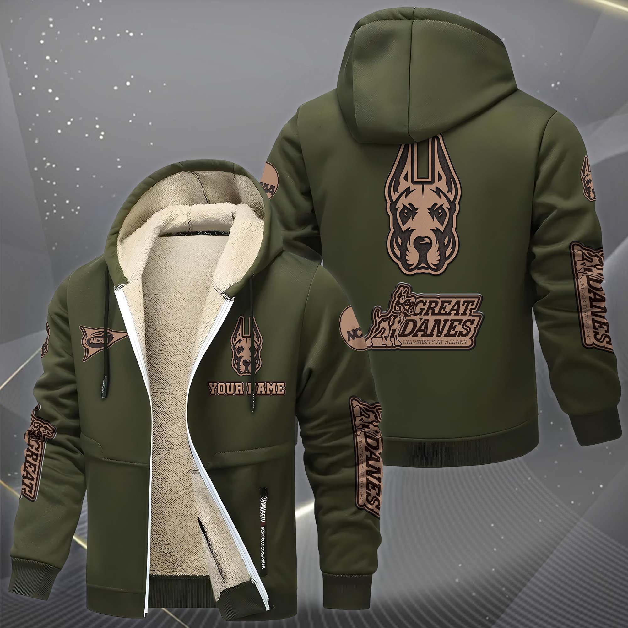 Albany Great Danes Hoodie Zip Velvet Coat Custom Your Name, Sport Jacket, Gifts For Fan