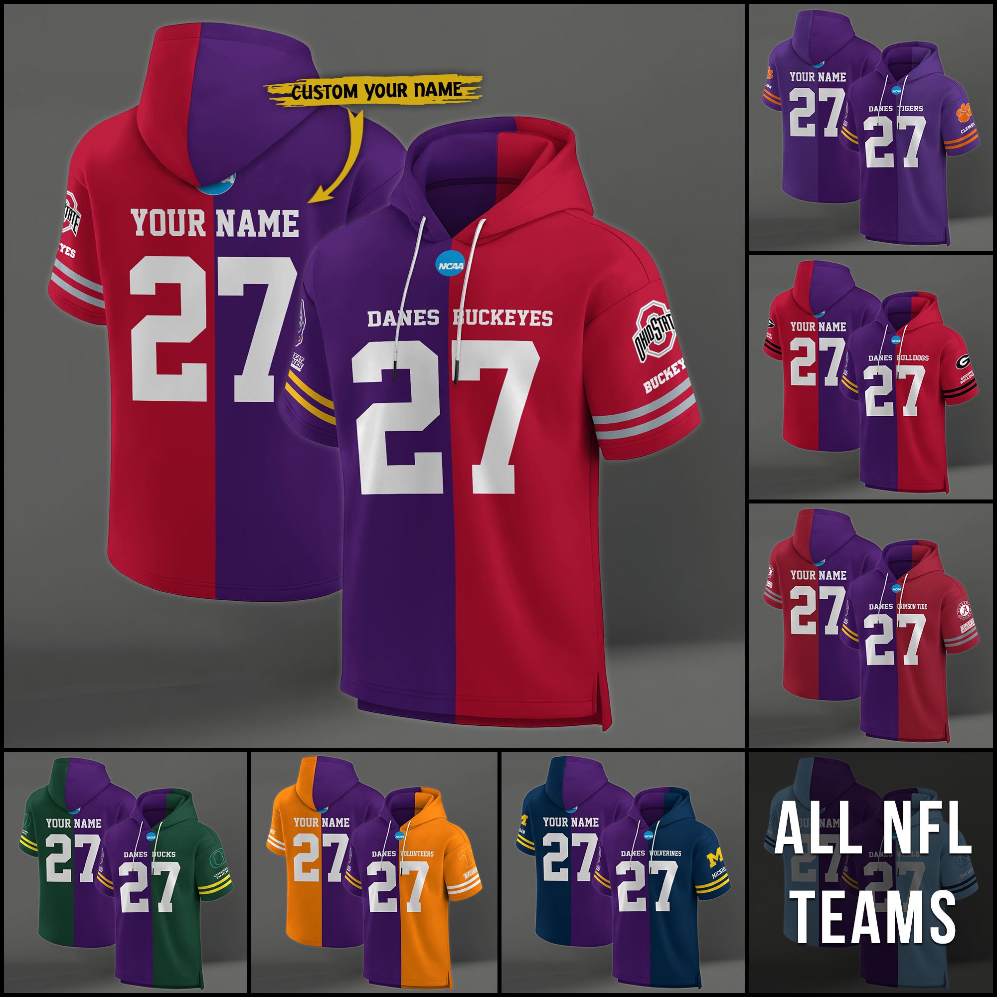 Albany Great Danes House Divided Hoodie Custom Name, Number And Team, Hoodie For Football Fans
