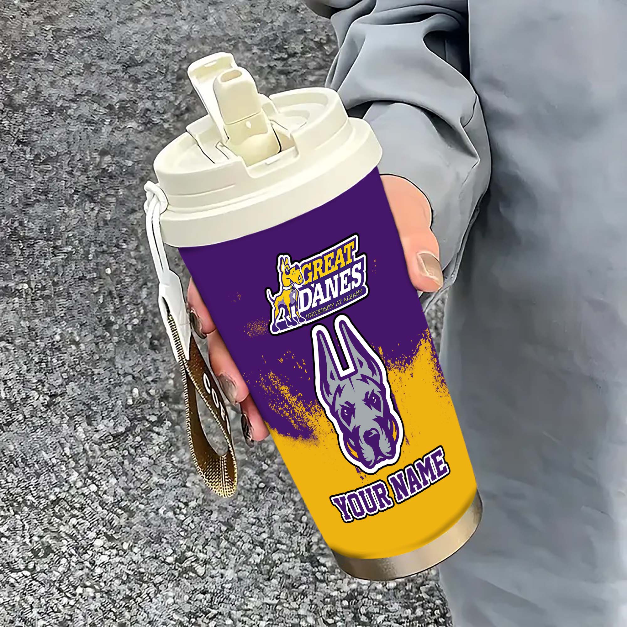 Albany Great Danes Insulated Coffee Mug With Straw And Lid, Portable Coffee Travel Mug For Car, Fan Gifts