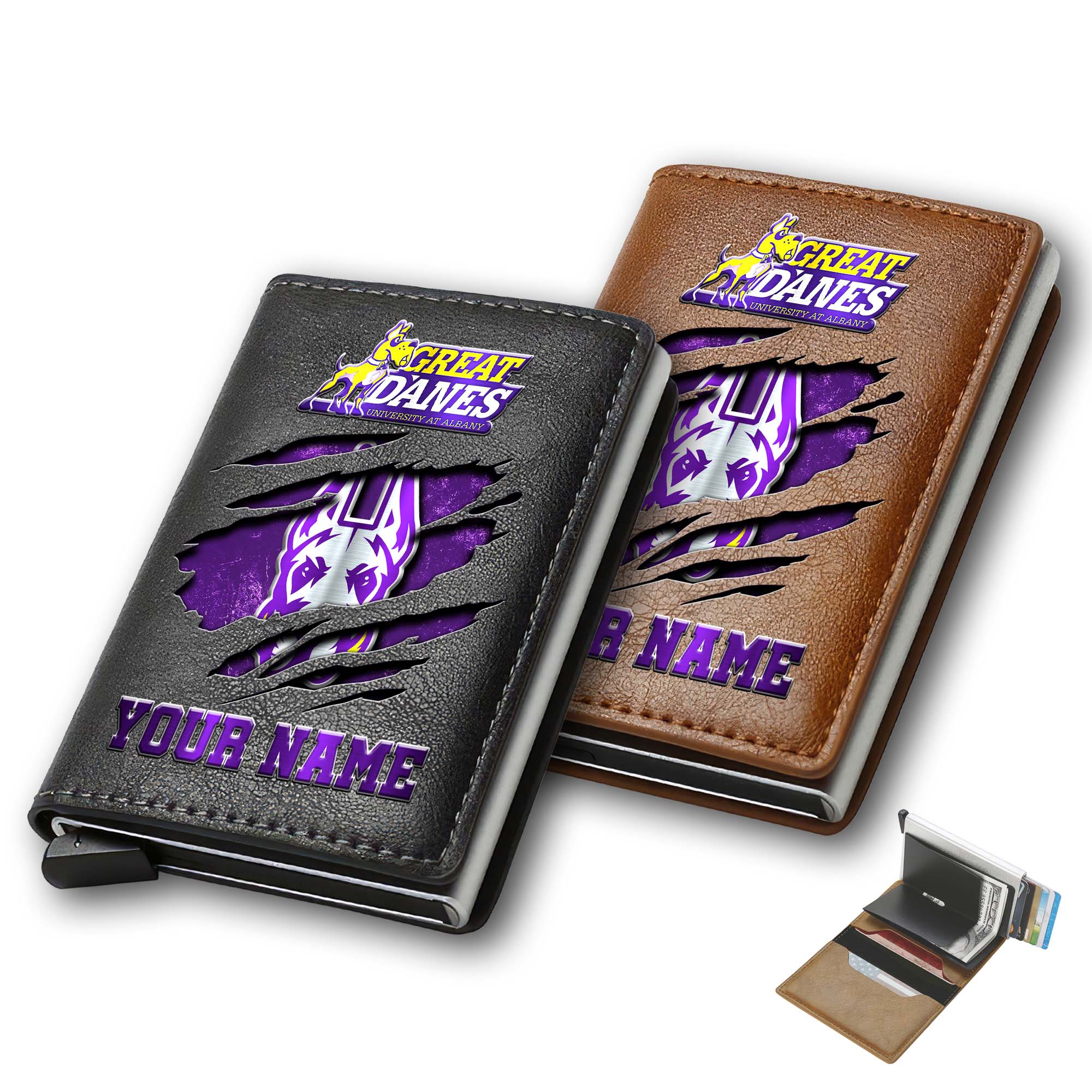 Albany Great Danes Men Wallet Custom Your Name, Football Team Men Wallet For Fans, Gifts For Football Lovers