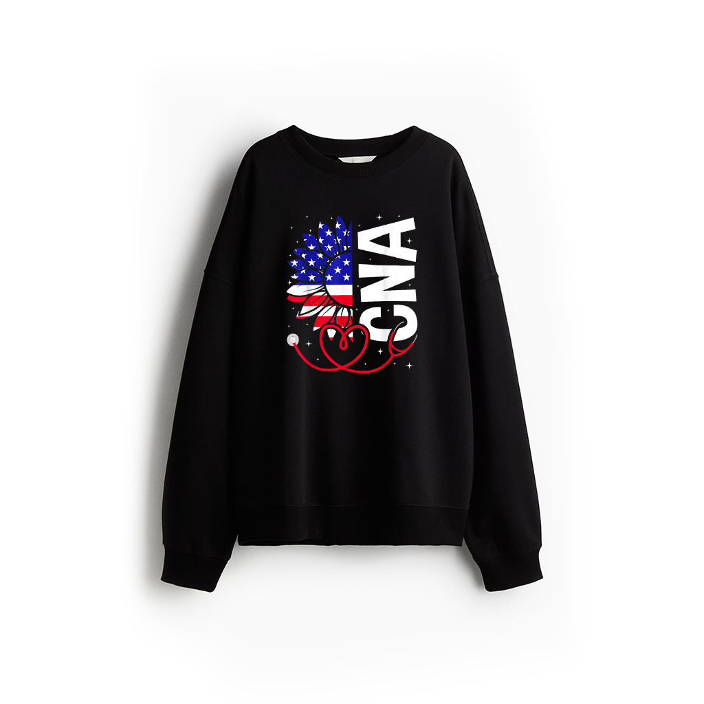 All American CNA Life American Flag Sunflower 4Th Of July Sweatshirt