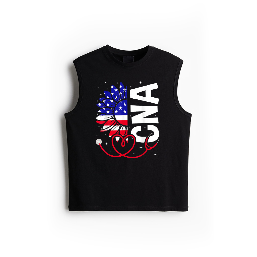 All American CNA Life American Flag Sunflower 4Th Of July Tank Top