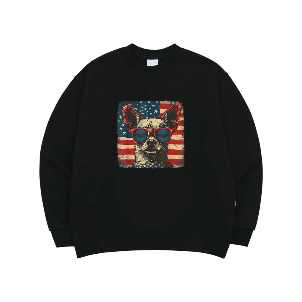 America Flag 4Th Of July Chihuahua Dog Men Women Kids Sweatshirt