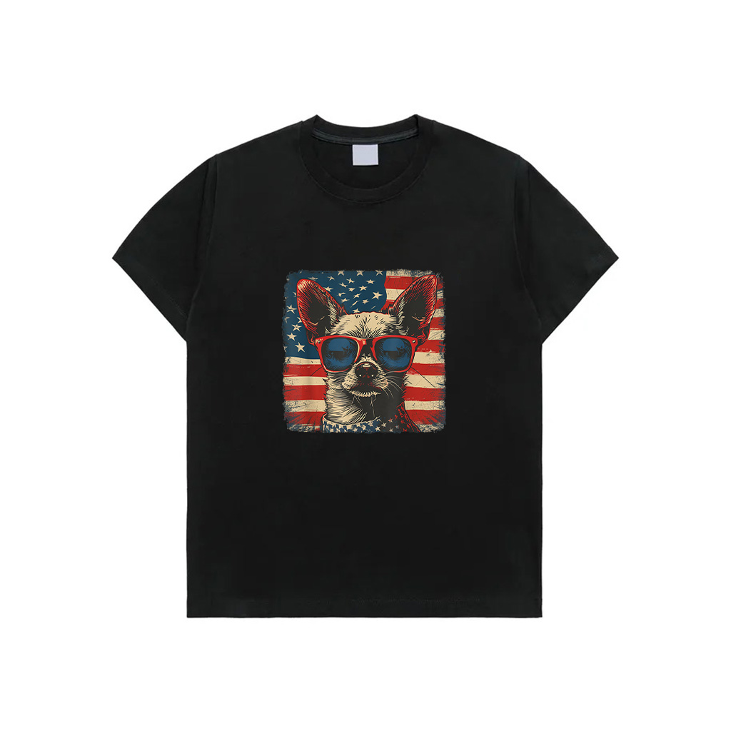 America Flag 4Th Of July Chihuahua Dog Men Women Kids T-Shirt