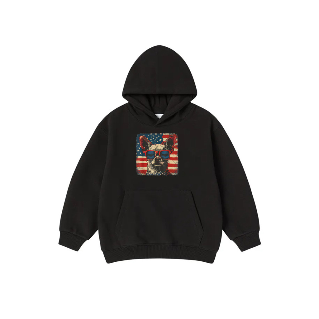 America Flag 4Th Of July Chihuahua Dog Men Women Kids Hoodie