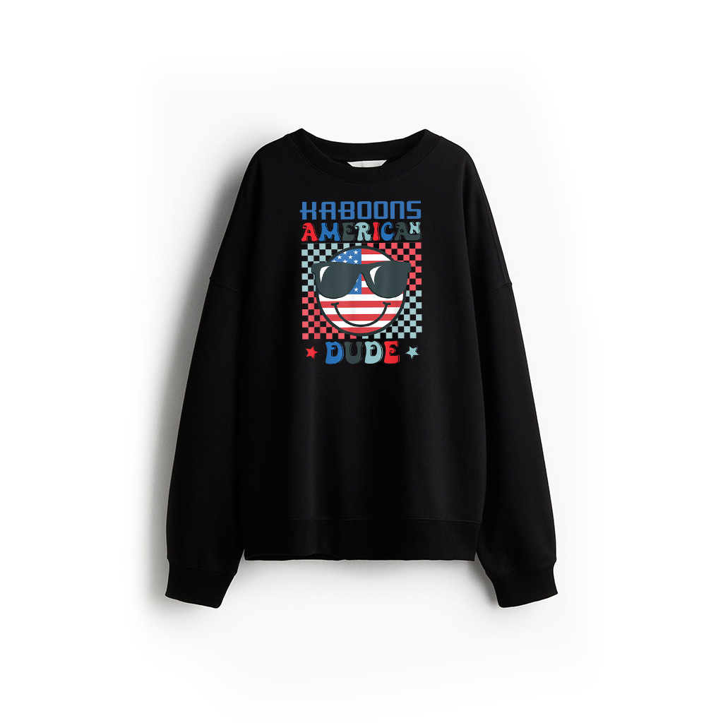 American Dude Smile Face Boys Patriotic 4Th Of July Sweatshirt