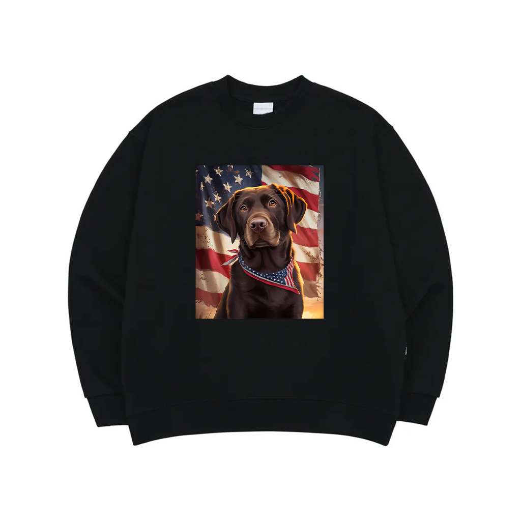 American Flag 4Th Of July Dog American Chocolate Labrador Sweatshirt