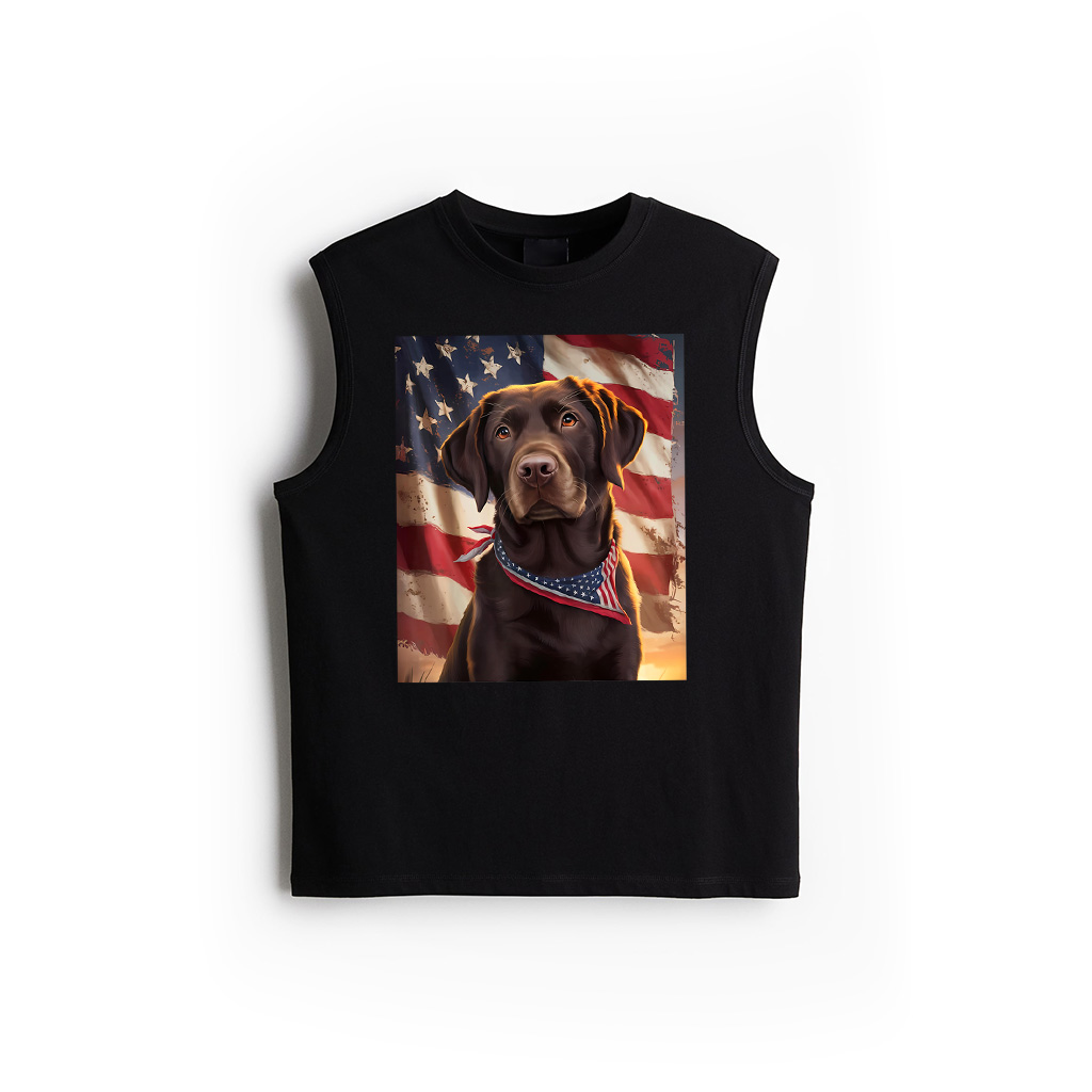 American Flag 4Th Of July Dog American Chocolate Labrador Tank Top