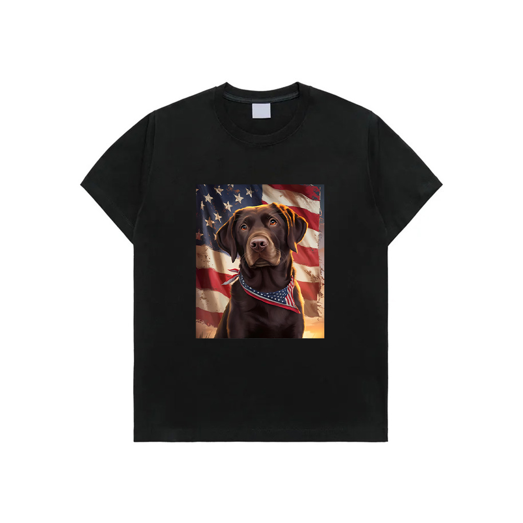American Flag 4Th Of July Dog American Chocolate Labrador T-Shirt