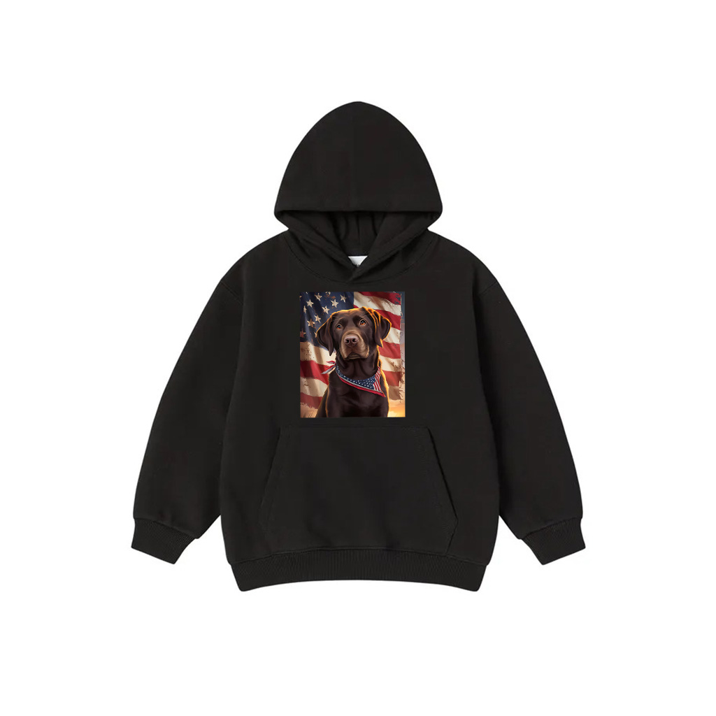 American Flag 4Th Of July Dog American Chocolate Labrador Hoodie