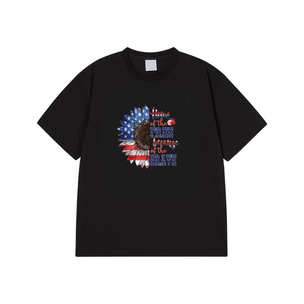 American Flag Sunflower Patriotic 4Th July Graphic Plus Size T-Shirt