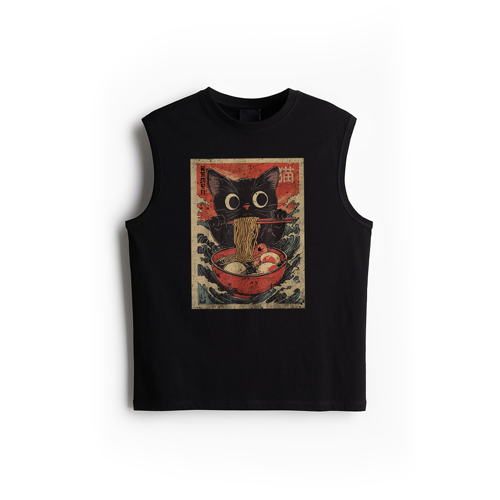 Anime Cat Ramen Japanese Funny Graphic Kawaii Cat Anime Tank Top