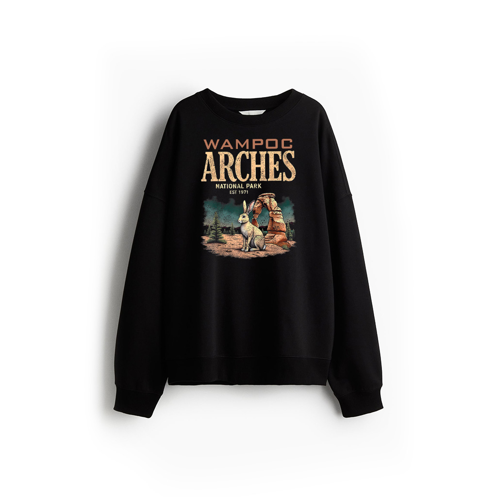 Arches NP Rabbit Vintage National Park Utah Red Rock Hiking Sweatshirt